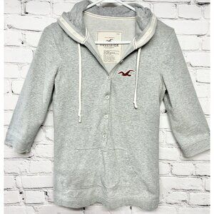 Y2K Style Gray Hollister Logo Button Up Hoodie Sz L